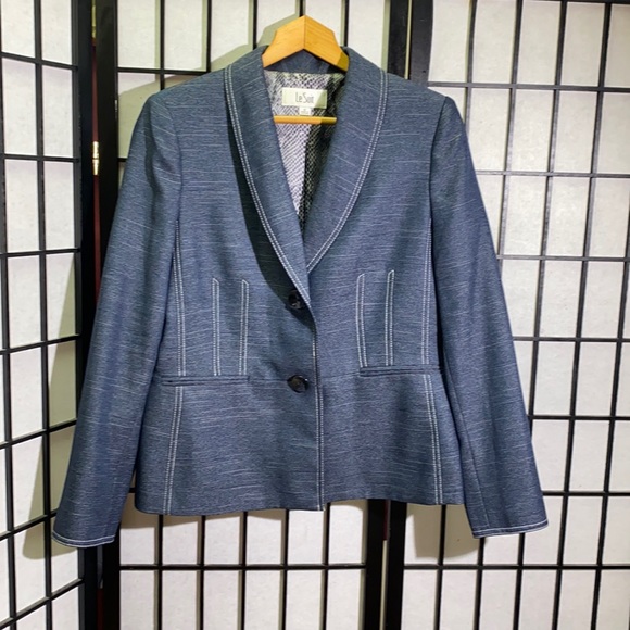 Le Suit Denim Look Blazer Size 10 - Picture 1 of 6